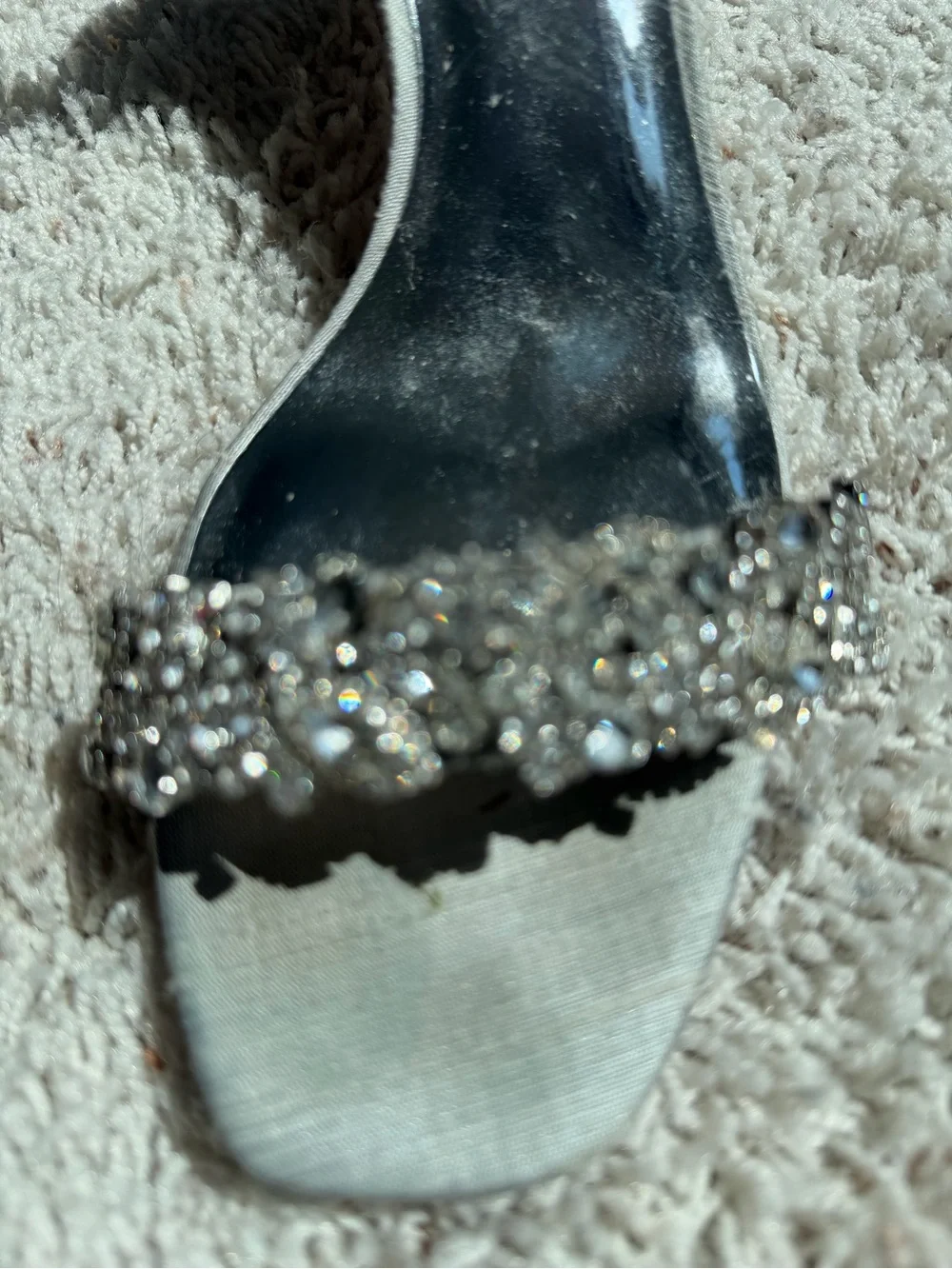 Badgley Mischka Silver Crystal-Embellished Ankle-Strap Heels